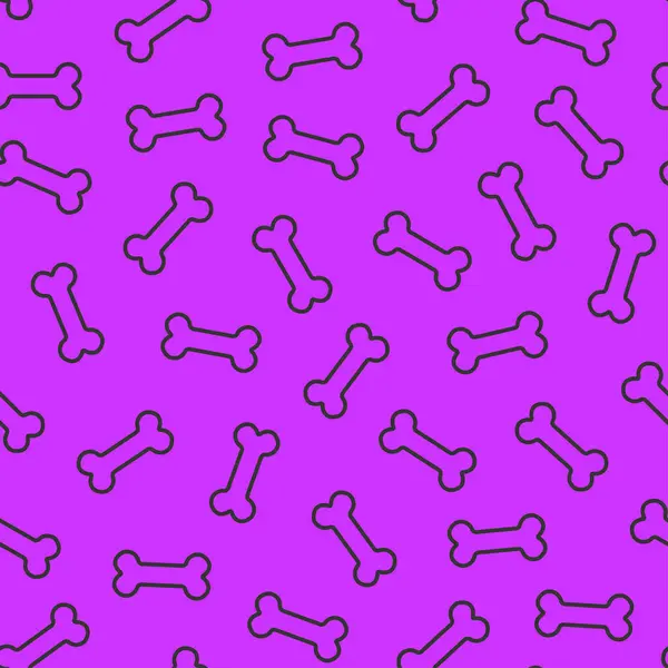 Mor arkaplana saçılmış siyah hatlı kemiklerin kusursuz bir koleksiyonu.