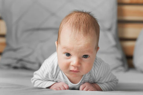 Újszülött Hónapos Fogvatartási Idő Közelkép Csecsemő Babáról — Stock Fotó