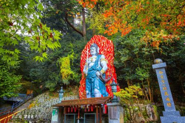 Fukuoka, Japan - Nov 21 2022: Fudou Myouou is a fierce Buddhist deity said to protect worshipers from disasters or harm at Nanzoin Temple