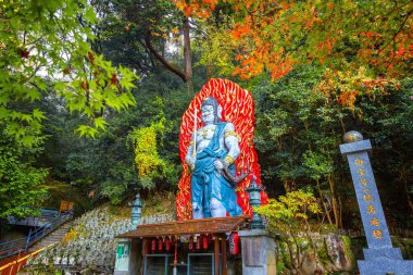 Fukuoka, Japan - Nov 21 2022: Fudou Myouou is a fierce Buddhist deity said to protect worshipers from disasters or harm at Nanzoin Temple clipart