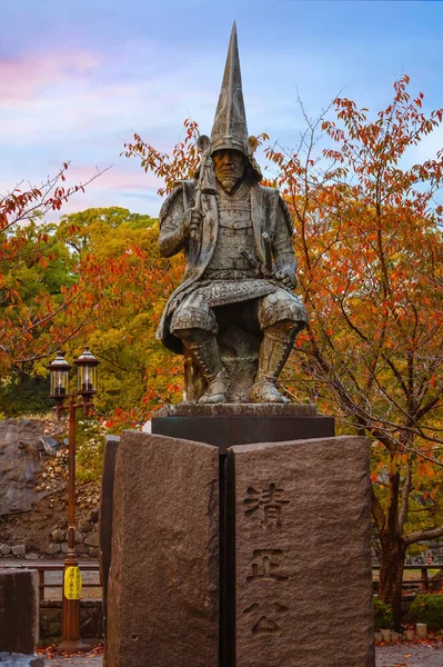 Estatua Kat Kiyomasa Frente Castillo Kumamoto Famoso Por Construir Castillo —  Fotos de Stock