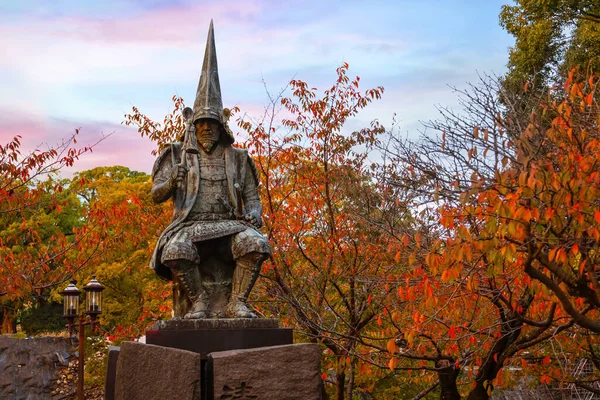 Statua Kat Kiyomasa Fronte Castello Kumamoto Famoso Costruzione Del Castello — Foto Stock