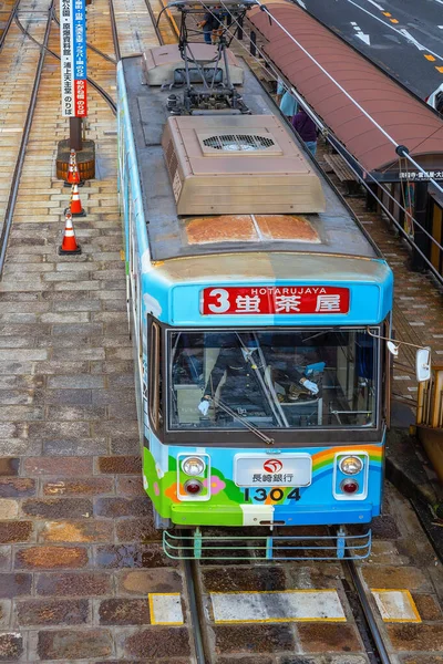 Nagasaki Japan Nov 2022 Tram Nagasaki Stad Het Wordt Bediend — Stockfoto