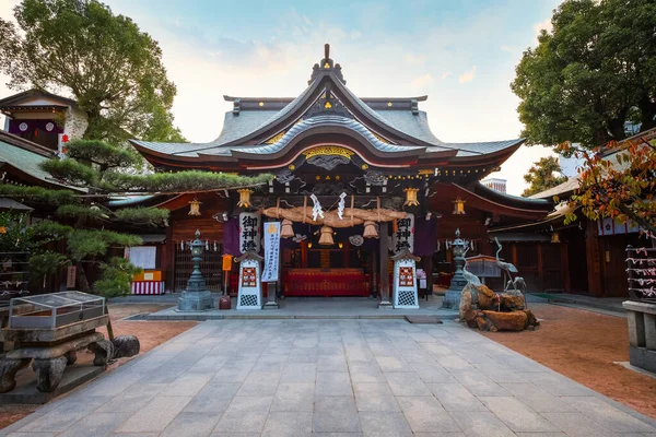 福岡県博多市の櫛田神社は 757年に創建されました 太陽の女神アマテラスと海と嵐 雷と雷のスサノオを祀る神社です — ストック写真