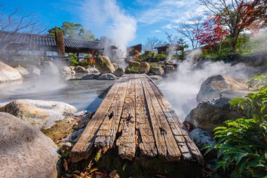 Beppu, Oita 'da Oniishibozu Jigoku kaplıcaları. Kasaba onsen (kaplıcaları) ile ünlüdür. 8 büyük jeotermal noktaya sahiptir ve 