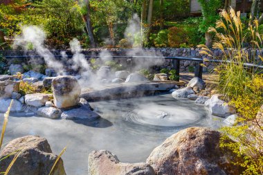 Oniishibozu Jigoku hot spring in Beppu, Oita. The town is famous for its onsen (hot springs). It has 8 major geothermal hot spots, referred to as the 