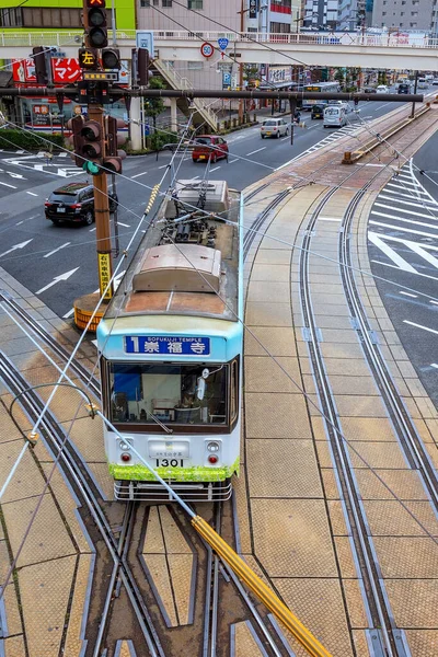 Nagasaki Japonsko Listopadu 2022 Tramvaj Městě Nagasaki Obsluhuje Tramvajové Linky — Stock fotografie