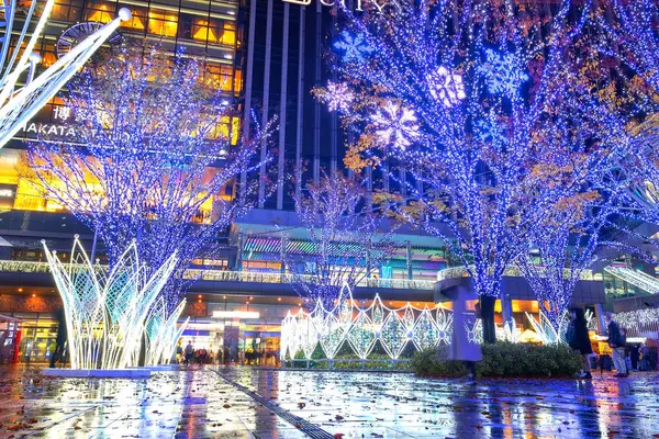 Fukuoka Japão Novembro 2022 Fukuoka Christmas Market Illuminations Estação Hakata — Fotografia de Stock