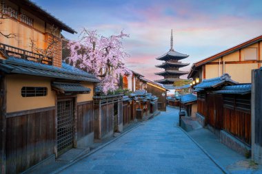 Yasaka Pagoda, Japonya 'nın Kyoto şehrinde çiçek açmış. 5 katlı tapınak, Hokan-ji Tapınağı 'nın 6. yüzyılda inşa edilen son yapısıdır.