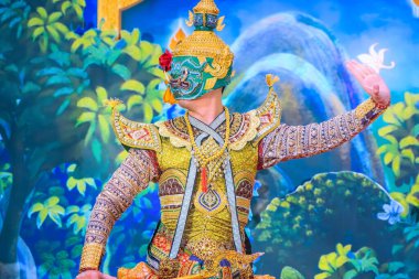 Bangkok, Tayland - 15 Mayıs 2024: Khon Maskeli Dans Tayland sanatları, dans ve müziğin bir karışımıdır. İnsanlığın Soyut Kültürel Mirasının UNESCOs Temsilciler Listesinde yer alıyor