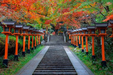 Kuramadera in a beautiful autumn scenery in Kyoto, Japan clipart