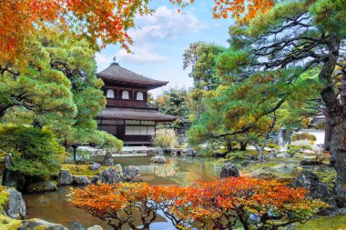 Ginkaku-ji tapınağının sonbaharda Kyoto, Japonya 'da güzel bir yeşillik manzarası.