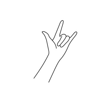 Hard Rock Müzik Hayranı Hareketi. Rocker ya da Kazanan 'ın Siyah İnce Çizgili Sembolü. Doğrusal Simgenin Vektör illüstrasyonu