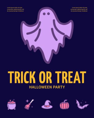 Cadılar Bayramı Sihirli Numara ya da Dikey Pankart Poster Pankartı Şablonu Yükselen Hayalet. Vektör illüstrasyonu