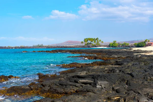 Belleza Cruda Poder Costa Hawai Con Formaciones Lava Congeladas Que — Foto de Stock