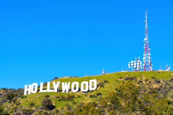 Los Angeles California 2023 Február View Hollywood Sign Blue Sky — Stock Fotó