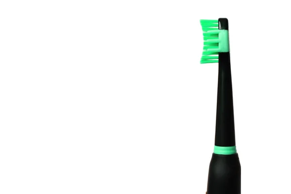 Close View Black Electric Toothbrush Green Elements Soft Green Bristles — Stock Photo, Image