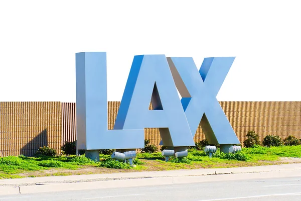 カリフォルニア州ロサンゼルス 2023年2月1日 象徴的なロサンゼルス国際空港のロゴのレタリングは白で隔離されています — ストック写真