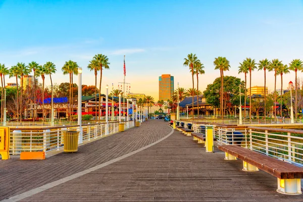 Los Angeles Californie Décembre 2022 Long Beach Wooden Dock Promenade — Photo