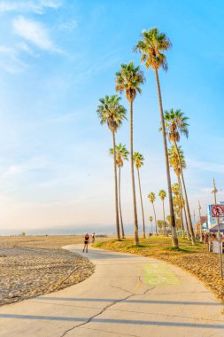 Los Angeles, Kaliforniya - 29 Aralık 2022 Venedik Plajı boyunca paten kayma