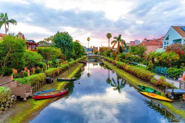 Los Ángeles California Diciembre 2022 Canal Venecia Atardecer Visto Desde —  Fotos de Stock