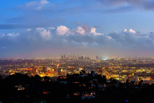 Impresionante Panorama Nocturno Los Ángeles Inundado Luces Centelleantes Visto Desde — Foto de Stock