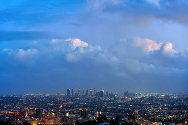 Los Ángeles California Enero 2023 Vista Nocturna Ciudad Iluminada Runyon — Foto de Stock