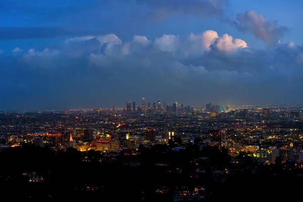 Los Angeles Kalifornien Januari 2023 Belyst Stadsbild Natten — Stockfoto