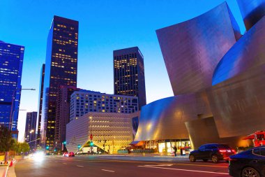 Los Angeles, Kaliforniya - 21 Ocak 2023: Los Angeles Şehir Merkezi Gece Manzarası