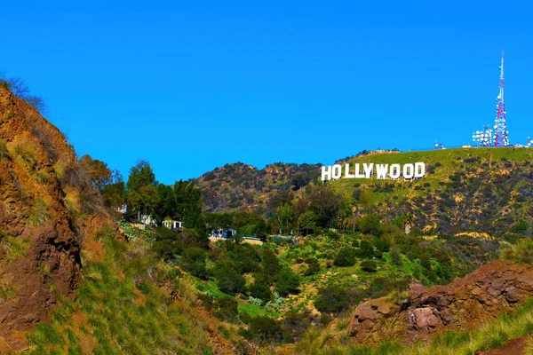Los Angeles Californië Februari 2023 Hollywood Sign Communications Tower Het Stockfoto