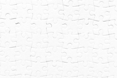 Beyaz yapboz parçaları soyut bir arkaplanda düzenlenmiş. Birlik ve bağlılık kavramı.