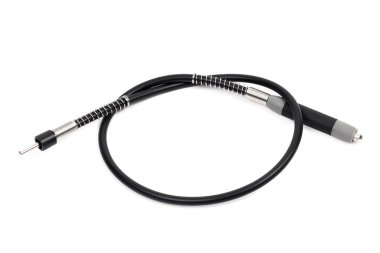 Beyaz arkaplanda izole edilmiş döndürme aracı için sarmalanmış fleks şaft eklentisiName.