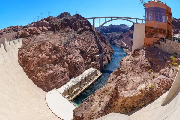 Stock image View of the Hoover Dam and the Bypass Bridge