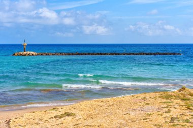 İspanya 'nın Tarragona kentindeki Huzurlu Sahil Gezinti Alanı Tarragona' ya Bakış Alanı