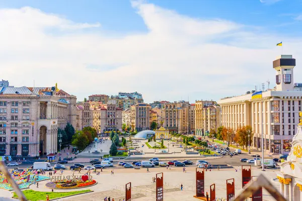 stock image Aerial View of Independence Square and Kyiv's Bustling Streets