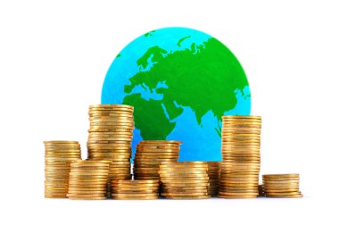 Küresel Ekonomi Konseptini Gösteren Küresel Para Yığını