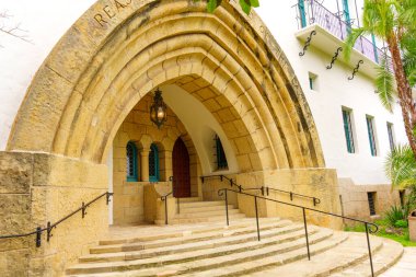 Santa Barbara, California - April 20, 2024: Architectural Arched Entrance of Santa Barbara Courthouse clipart