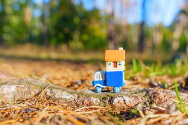 House ile Oyuncak Kamyonu Doğal Arkaplanda Seyir Defteri