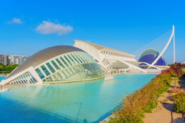 Valencia, İspanya - 12 Temmuz 2024: Valencia 'daki Modern Sanat ve Bilim Şehri Mimarisi