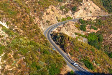 La Canada Çakmaktaşı Manzarası 'ndaki Viraj Yolu Hava Görüntüsü