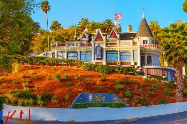 Los Angeles, California - January 8, 2025: Colorful View of The Magic Castle from Hillside in Los Angeles clipart