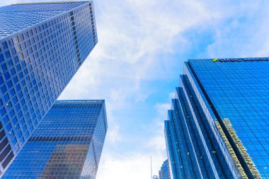 Los Angeles, California - 7 Ocak 2025: TCW Tower ve City National Bank ile Kentsel Finans Bölgesi