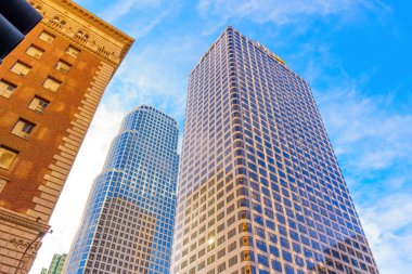 Los Angeles, Kaliforniya - 7 Ocak 2025: EY Plaza and US Bank Tower in Downtown Los Angeles