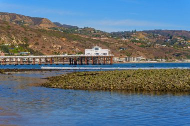 Malibu, California - 29 Kasım 2024: Malibu İskelesi Sörfçülerle ve Rocky Sahilleriyle
