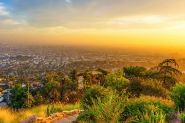 Los Angeles 'ın Günbatımı Panoraması Griffith Park' tan
