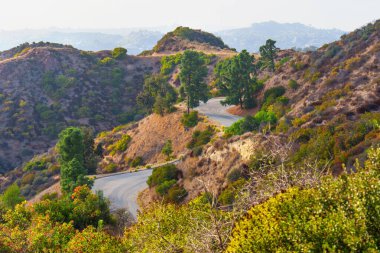 Los Angeles 'ta Hollywood Dağı' ndan geçen dolambaçlı yol