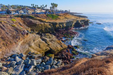 San Diego, Kaliforniya 'daki La Jolla Koyu' nda çarpıcı sahil manzarası