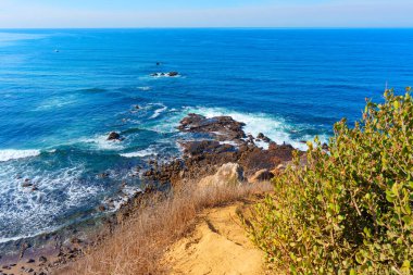Palos Verdes, Kaliforniya 'nın sahil şeridi boyunca uzanan Bluff Cove' un çarpıcı manzarası