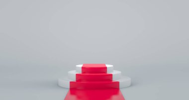 3D görüntüleme, Gerçekçi Boş Çember Kalıbı ve Kırmızı Halı, arkaplan için tasarım.