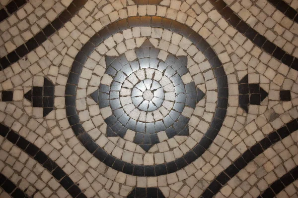 Antique black and white floor mosaic, Budapest, Hungary